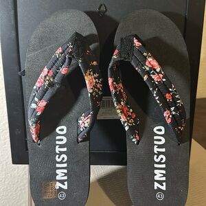Flip flops.  Floral pattern. New!  Never used